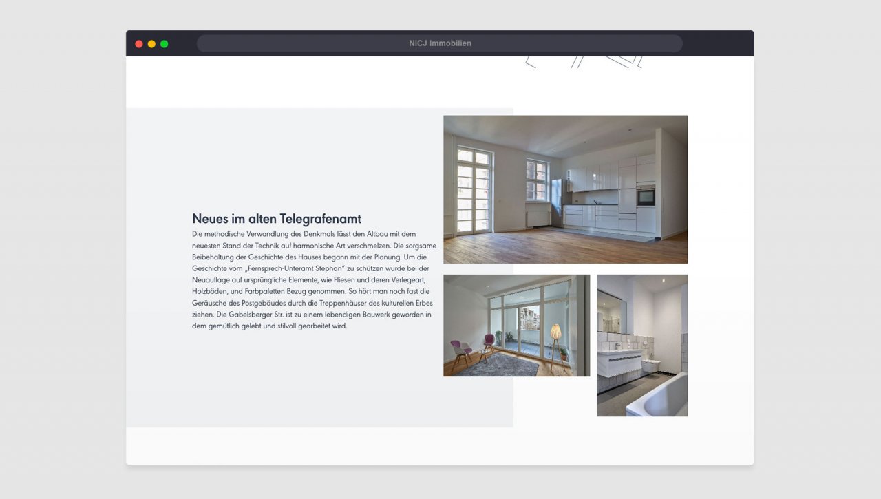 Arbeitsbeispiel Web Design - NICJ Immobilien